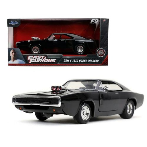 Dom'S 1970 Dodge Charger black F&F F9 The Fast Saga modell autó 1:24