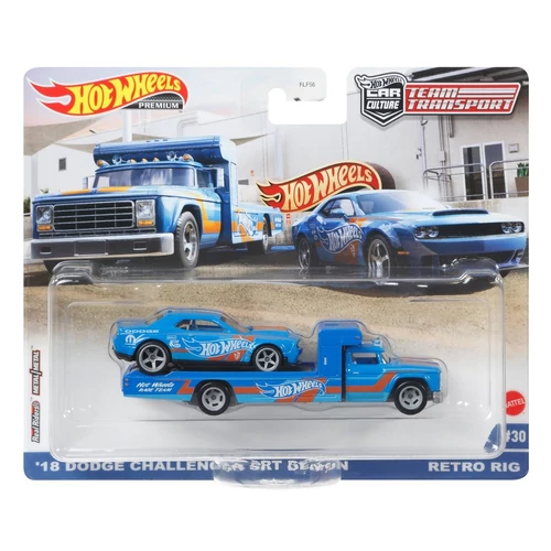 2018 Dodge Challenger Srt Demon Retro Rig#30 Premium Hotwheels 1:64 szett