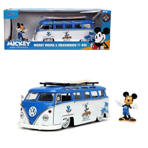 Mickey Mouse & Volswagen T1 Bus "Mickey & Friends" szett modell autó 1:24