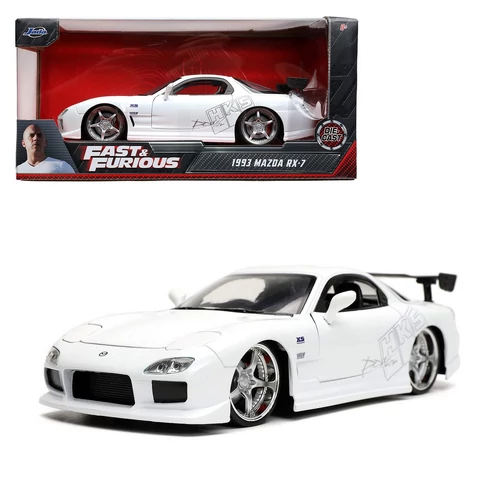 1993 Mazda RX-7 fehér F&F modell autó 1:24