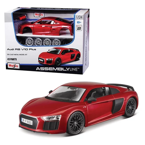 Audi R8 V10 Plus red szett modell autó 1:24