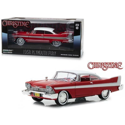1958 Plymouth Fury "Chiristine" with clear windows piros/fehér modell autó 1:24