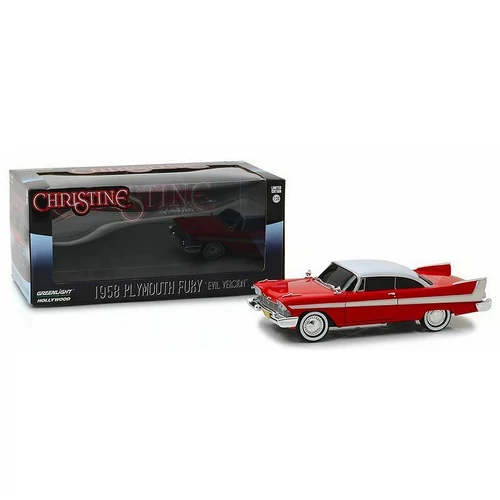 1958 Plymouth Fury "Chiristine"Evil Version with blacked out windows piros/fehér modell autó 1:24