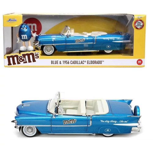 m&m's Blue & 1956 Cadillac Eldorado modell autó 1:24