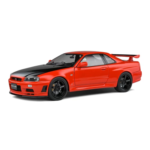 Nissan Skyline (R34)GT-R piros 1999 modell autó 1:18