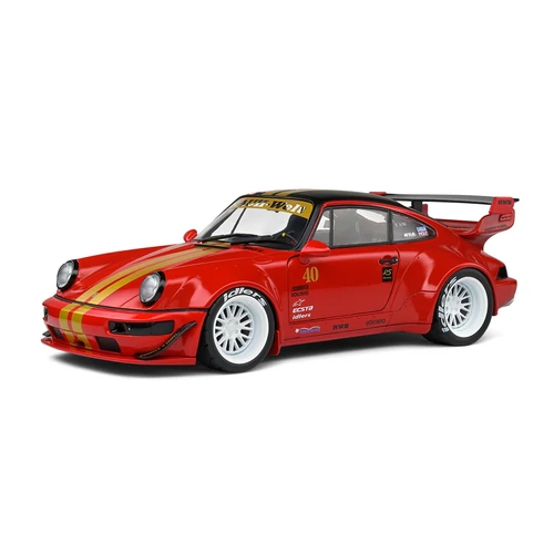 Porsche 964 RWB bodykit Red Sakura #40 piros 2021 modell autó 1:18