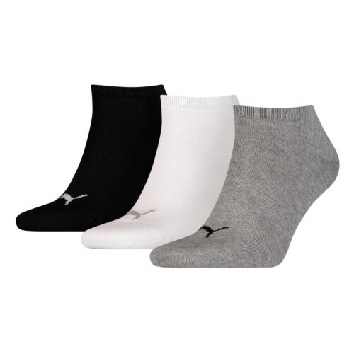 Puma 3 páros csomagolású sneaker uniszex zokni, fekete-fehér-szürke