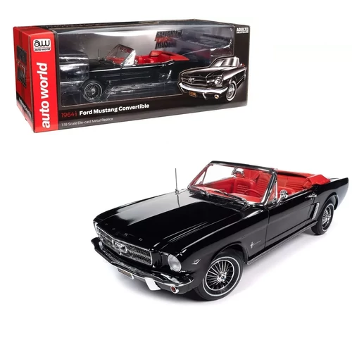 1964 1/2 Ford Mustang Convertible Raven fekete modellautó 1:18