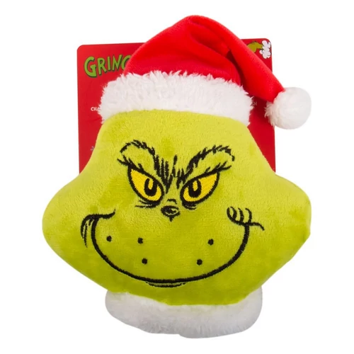 Grincs fej mikulás sapkában kutyajáték plüss 25 cm