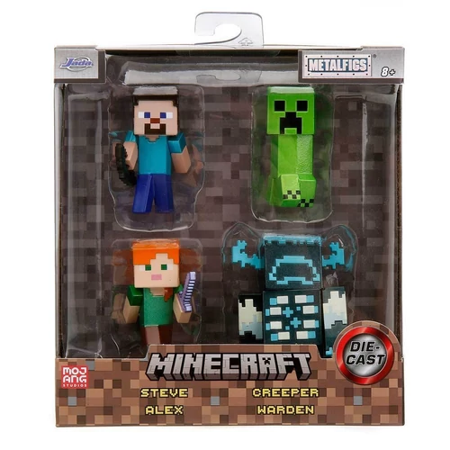 Minecraft "Steve & Alex & Creeper & Warden" 6,3 cm fém figura szett