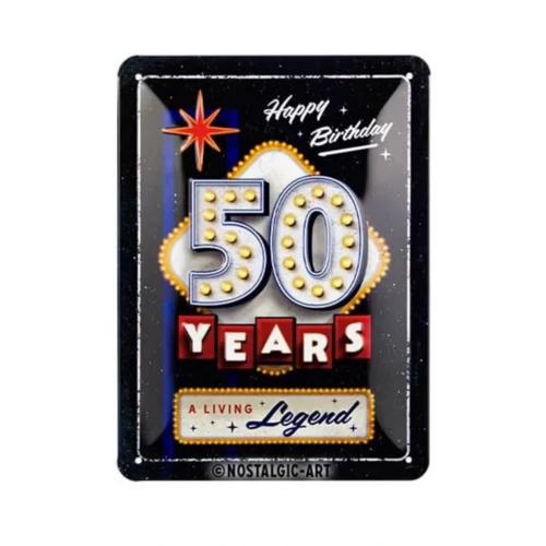 Happy Birthday 50 Years dombornyomott fémplakát 15 x 20 cm "26297"