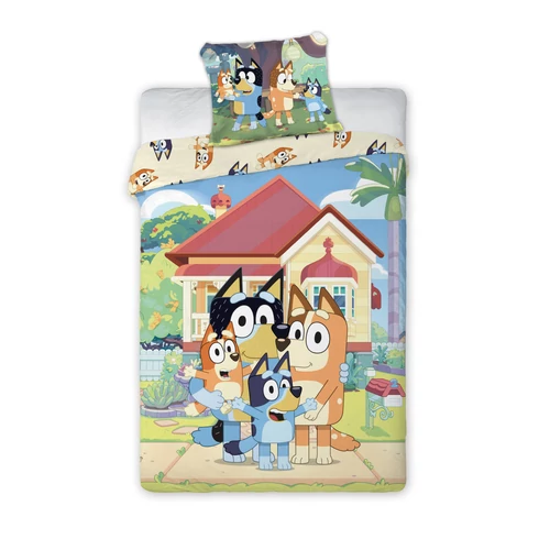 Bluey Family Home gyerek, ovis ágyneműhuzat 100×135cm, 40×60 cm